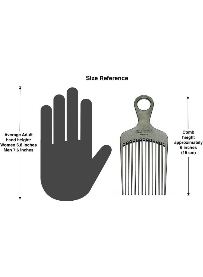 Chicago Comb Model 7 Carbon Fiber Pick Comb, for Long Thick Curly & Afro Hair Styles, Black Color, 6 inches (15 cm) - Image 5